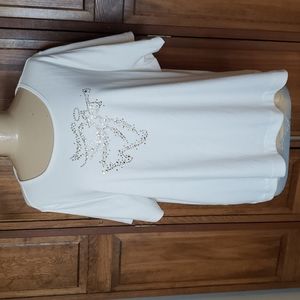 Quacker Factory Embellished Holiday Angel T-Shirt Sz 3X